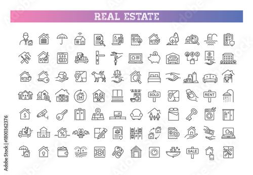 Outline web icons set - Real Estate. Vector icons