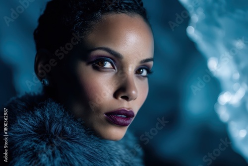 Stylish woman with dark hai...