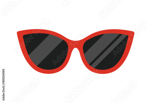 Stylish red cat eye sunglasses isolated on white background for women fashion vector illustration