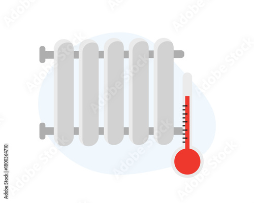 Isolated radiator and thermometer showing high temperature for heating and energy concepts vector illustration