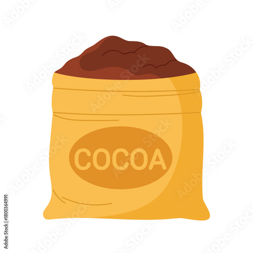 Isolated cocoa powder sack used in chocolate production and food industry vector illustration