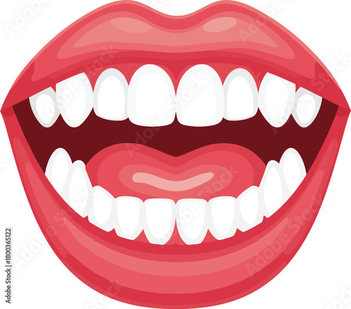 Open Mouth with Teeth and Tongue Vector Illustration