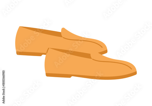Simple isolated brown men loafers for fashion and outfit design on white background vector illustration