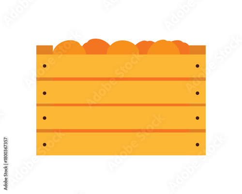 Isolated wooden box packed with ripe oranges for juice production vector illustration