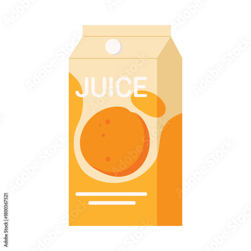 Minimal flat style orange juice carton packaging isolated on white background for product branding vector illustration