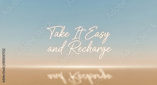 Fototapeta Naklejka Na Ścianę i Meble -  Take it easy and recharge on a blurred beach with blue sky and sand, perfect for a relaxing vacation or a peaceful getaway