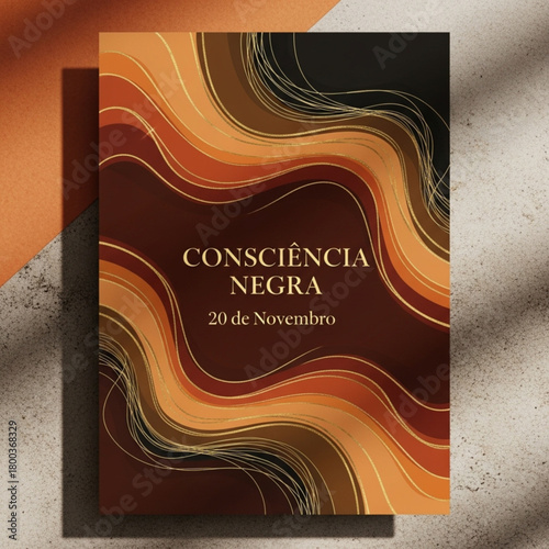 Conscincia negra day background with abstract shapes and text in portuguese