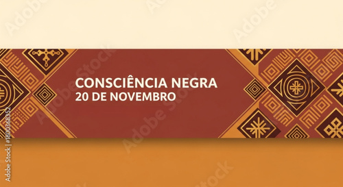 Conscincia negra day background with geometric pattern and text in portuguese