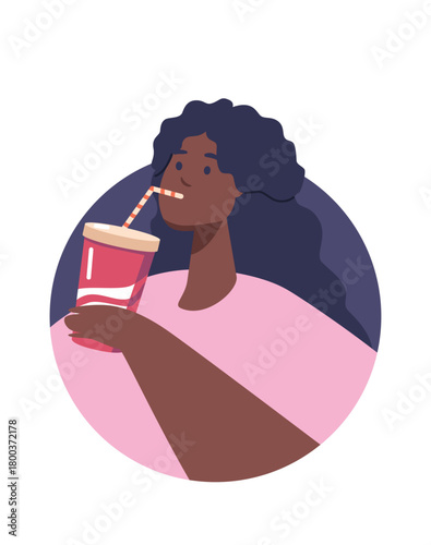 African American woman drinking soda