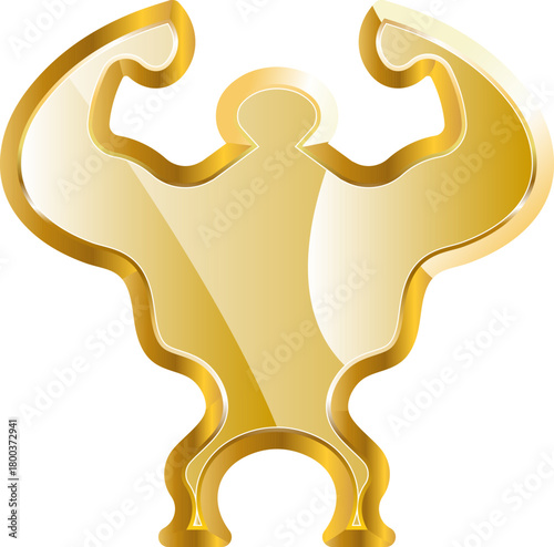 Biceps gold icon. Isolated on transparent background.