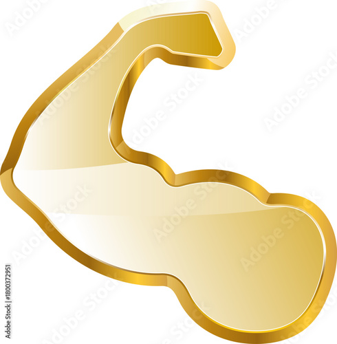 Biceps gold icon. Isolated on transparent background.