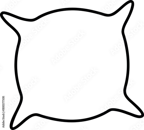 Stylized Black Outline Pillow Shape with Pointed Corners Vector Illustration