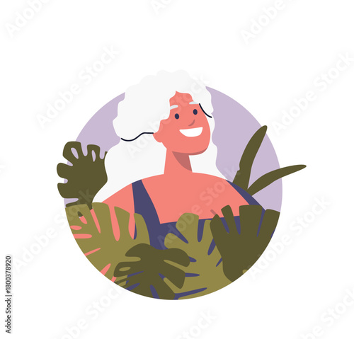 Shiny smiling elderly lady portrait