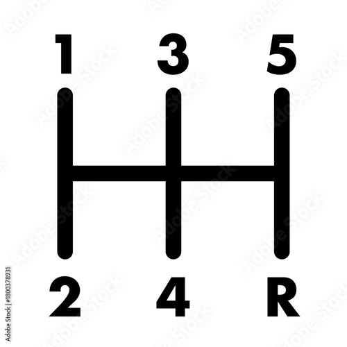 5-Speed Manual Transmission Gear Shift Pattern Diagram (H-Pattern with Reverse)