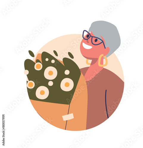 Senior woman teacher with flowers