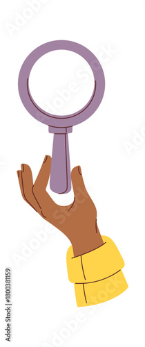 Magnifying glass in human hand