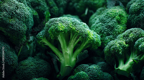 An endless field of fresh broccoli florets filling the entire frame, creating a vibrant green vegetable background that evokes abundance, harvest, and agricultural production.
