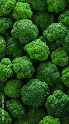 An endless field of fresh broccoli florets filling the entire frame, creating a vibrant green vegetable background that evokes abundance, harvest, and agricultural production.
