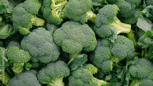 An endless field of fresh broccoli florets filling the entire frame, creating a vibrant green vegetable background that evokes abundance, harvest, and agricultural production.
