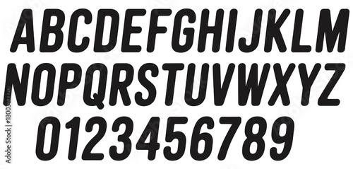 Vector round symmetrical simple italic font, set of Latin alphabet letters and numbers, clean modern typography, design, hand-crafted style, creative vector typeface, readable lettering, 