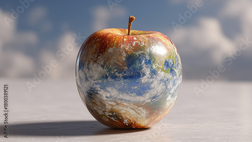 Surreal Apple with Sky and Clouds Inside