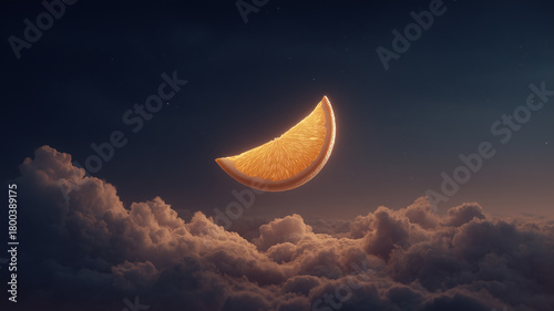 Surreal Lemon Moon Above the Clouds
