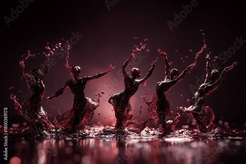 Wine Splash Dancers – Surreal Fluid Motion Artwork