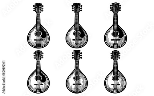 Elegant black and white mandolin collection with vintage design elements