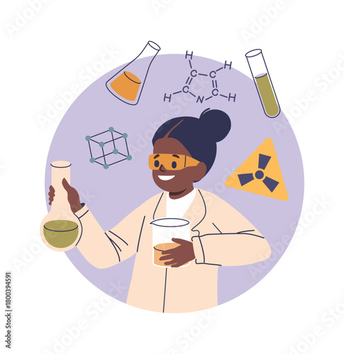 Girl student learning chemistry science
