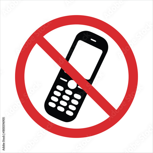 no cell phones allowed sign with crossed out device vector art isolated on white background