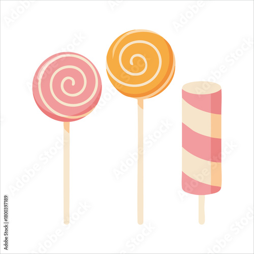 colorful candy and lollipop collection vector art isolated on white background