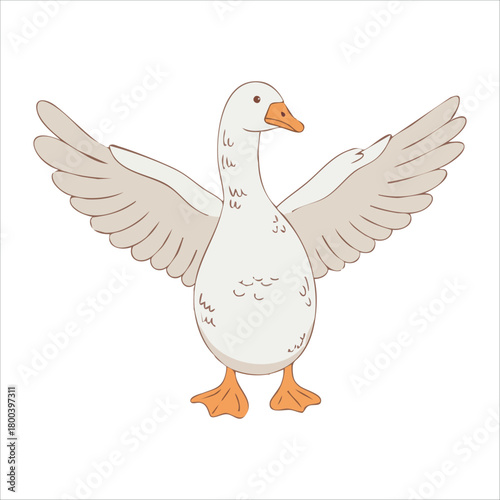 playful cartoon geese set in flat design style vector art isolated on white background
