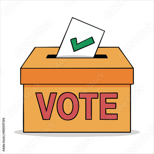 official ballot box with voting slot and patriotic vector art isolated on white background