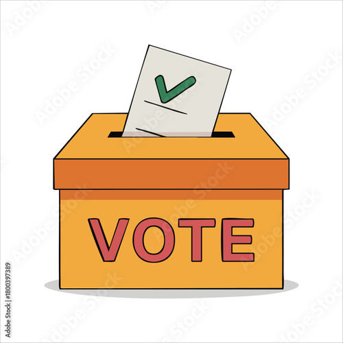 official ballot box with voting slot and patriotic vector art isolated on white background