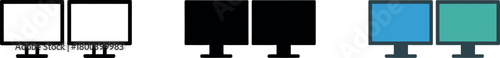 Dual monitor setup icon for productivity and multitasking in digital workspaces design template