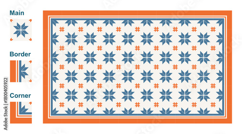 Geometric Tile Pattern for Textile Design and Interior Decoration Projects