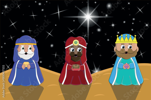 The Three Wise Men under the shooting star