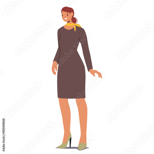 Elegant woman cartoon character potential candidate to vacancy standing isolated on white background