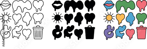 Melting graphic element vector design a collection of contemporary symbols with fluid designs for various creative projects