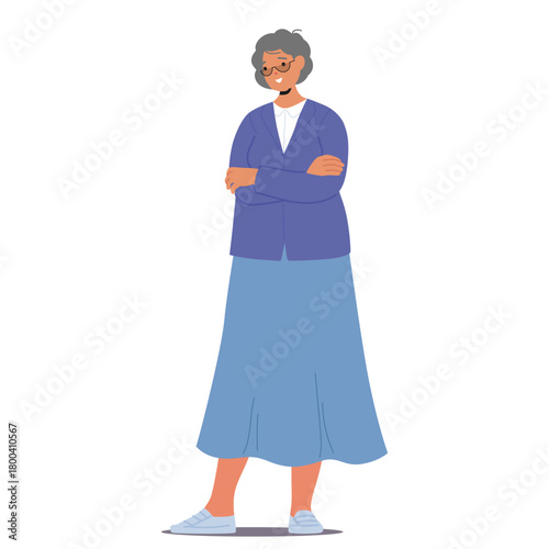 Retired elderly woman job seeker isolated cartoon character experiencing new career opportunities