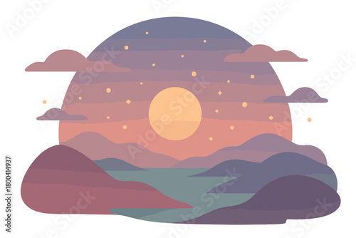 A whimsical scenery featuring a golden sphere and dispersed lights