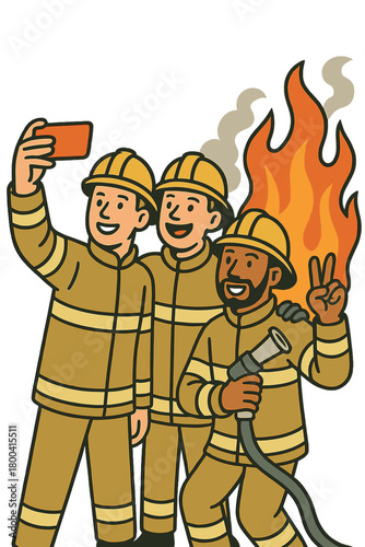 Firefighters taking selfies instead of extinguishing fires
