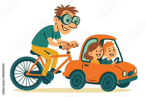 Curious goggles, bicycle man s, children, driver, bicyclist, absurd, amusing, art, attractive, auto, automotive, background, caucasian, colours, concept, cool, funny, goes, human