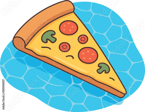 A colossal slice of pizza bobbing in a swimming pool, a whimsical surreal viral idea