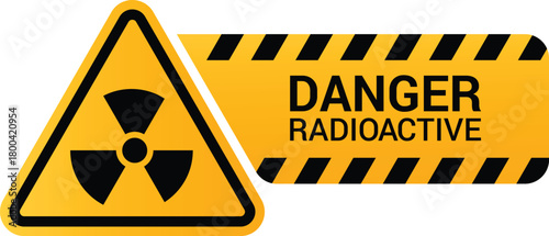 Danger radioactive warning hazard sign. Trefoil symbol, safety alert sign
