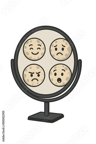 Mirror reflects various emotions on the moon's surface