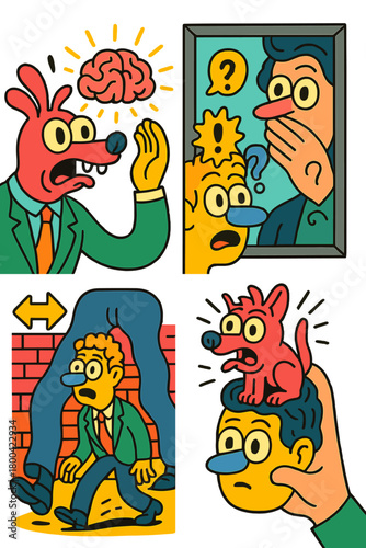 A captivating comic strip that perplexes and stimulates the mind, featuring surreal characters, unexpected plot twists, and mind‑bending visuals, while the artwork employs vibrant colors and