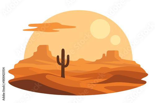 A barren planetary vista under twin suns on a faraway world