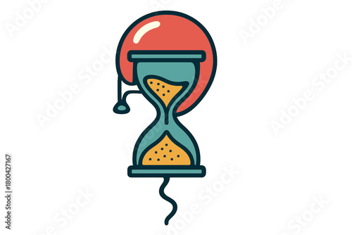 An absurd hourglass balloon, illustrating time in an abstract manner