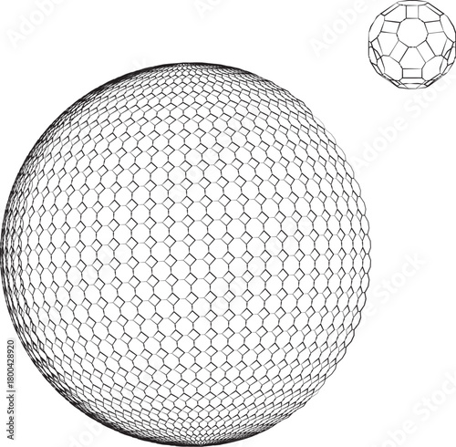 Intricate Spherical Wireframe Grid Design Reflecting Complex Geometry